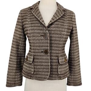 Talbots Petite Herringbone Tailored Jacket – Size 4 Petite Brown